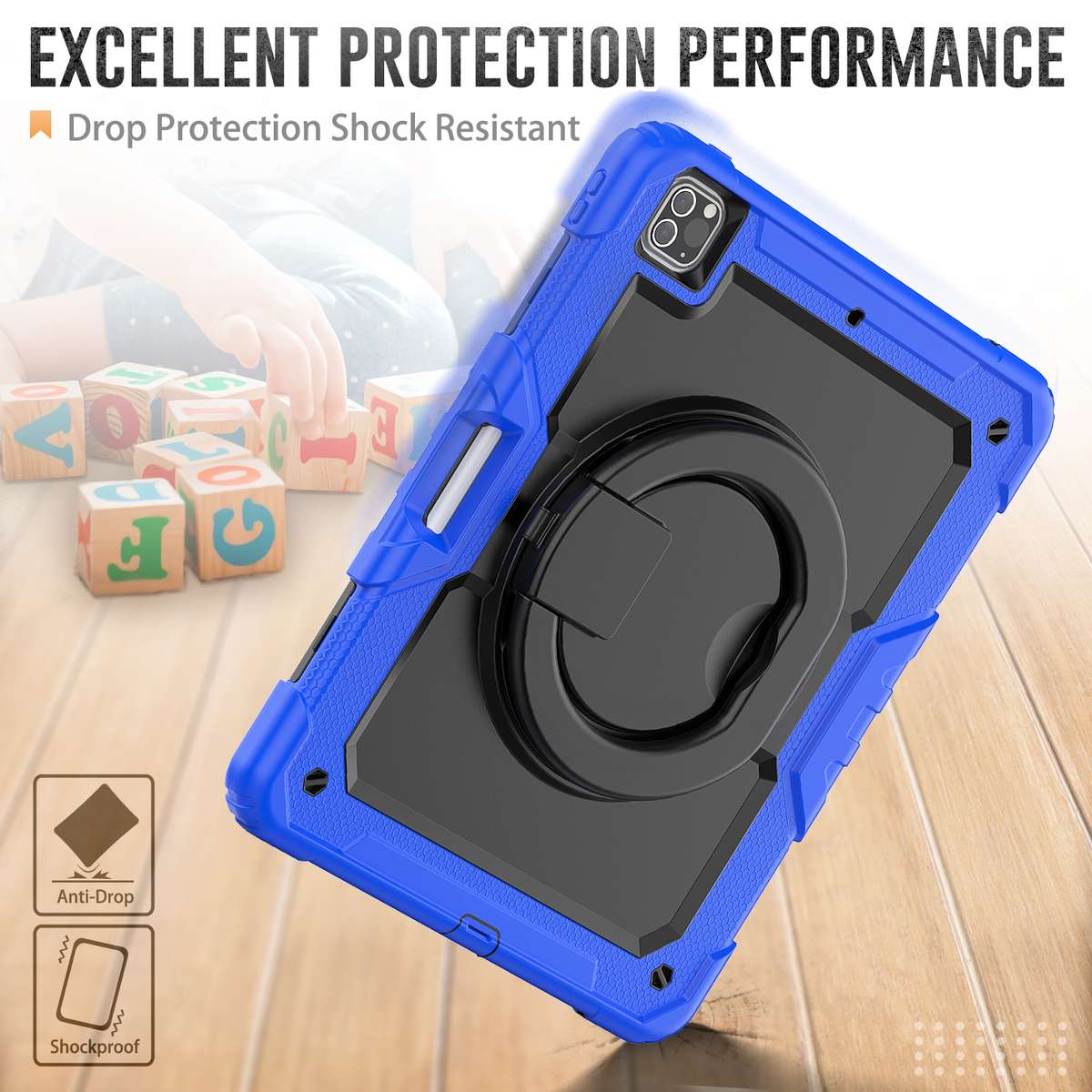 For iPad Pro 12.9 2021 Bracelet Holder Silicone + PC Tablet Case(Blue)