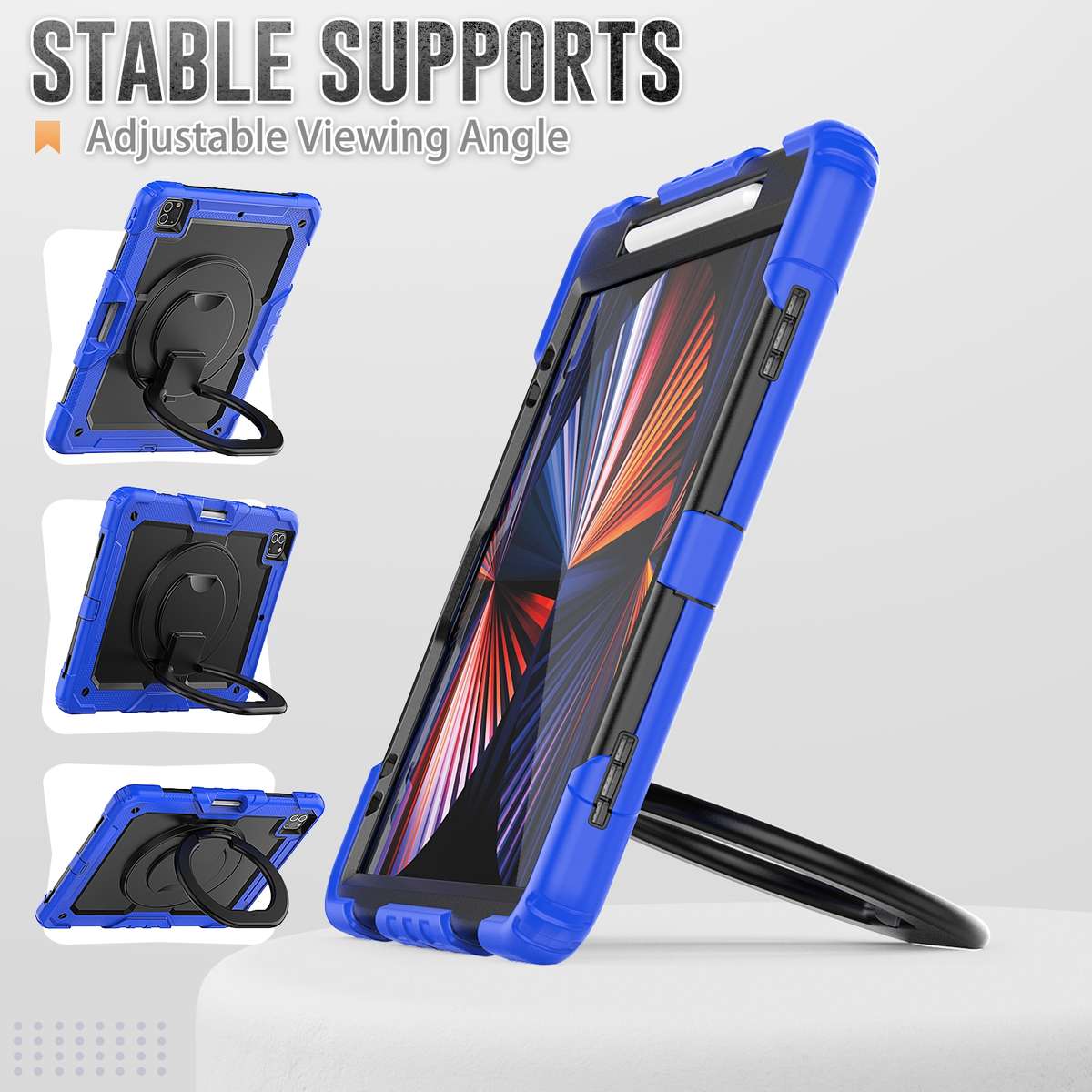 For iPad Pro 12.9 2021 Bracelet Holder Silicone + PC Tablet Case(Blue)