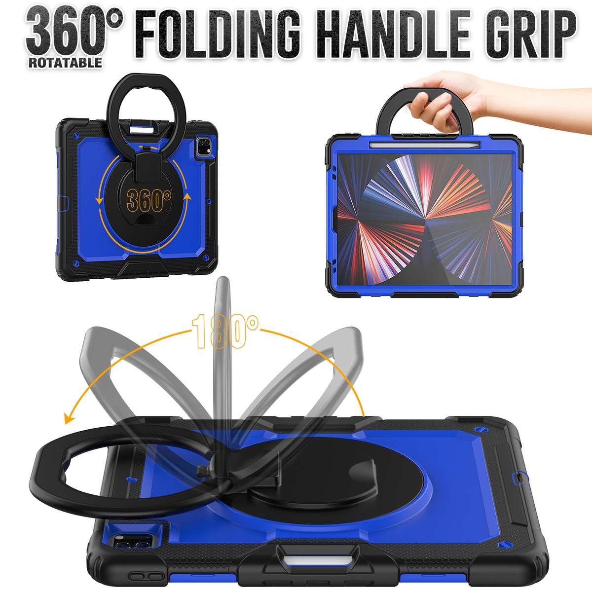 For iPad Pro 12.9 2021 Bracelet Holder Silicone + PC Tablet Case(Dark Blue)