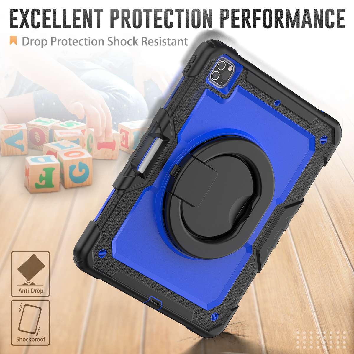 For iPad Pro 12.9 2021 Bracelet Holder Silicone + PC Tablet Case(Dark Blue)