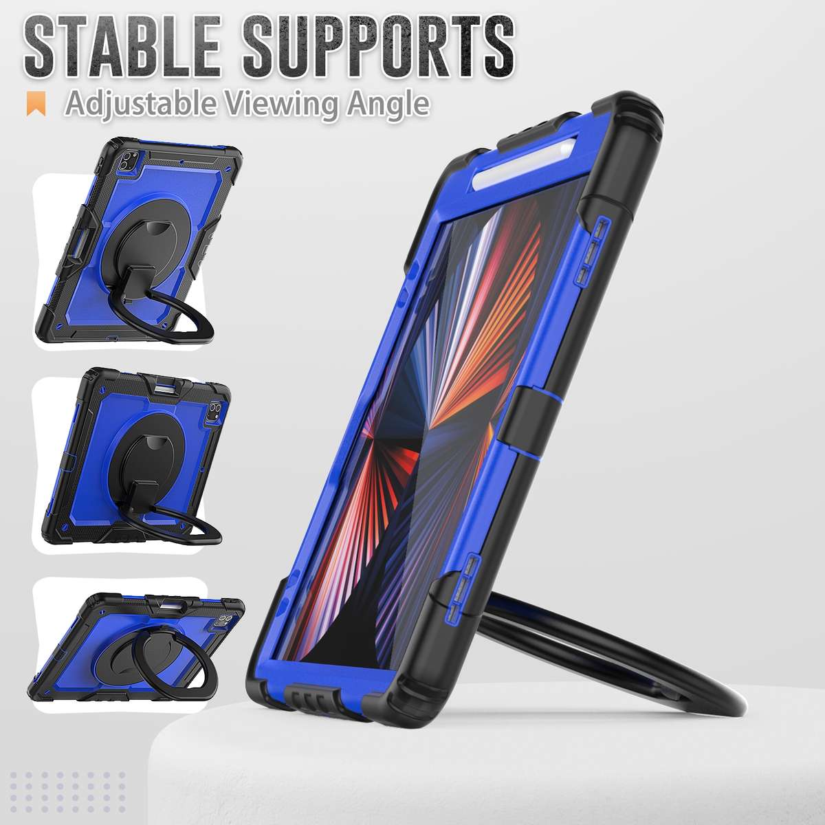 For iPad Pro 12.9 2021 Bracelet Holder Silicone + PC Tablet Case(Dark Blue)
