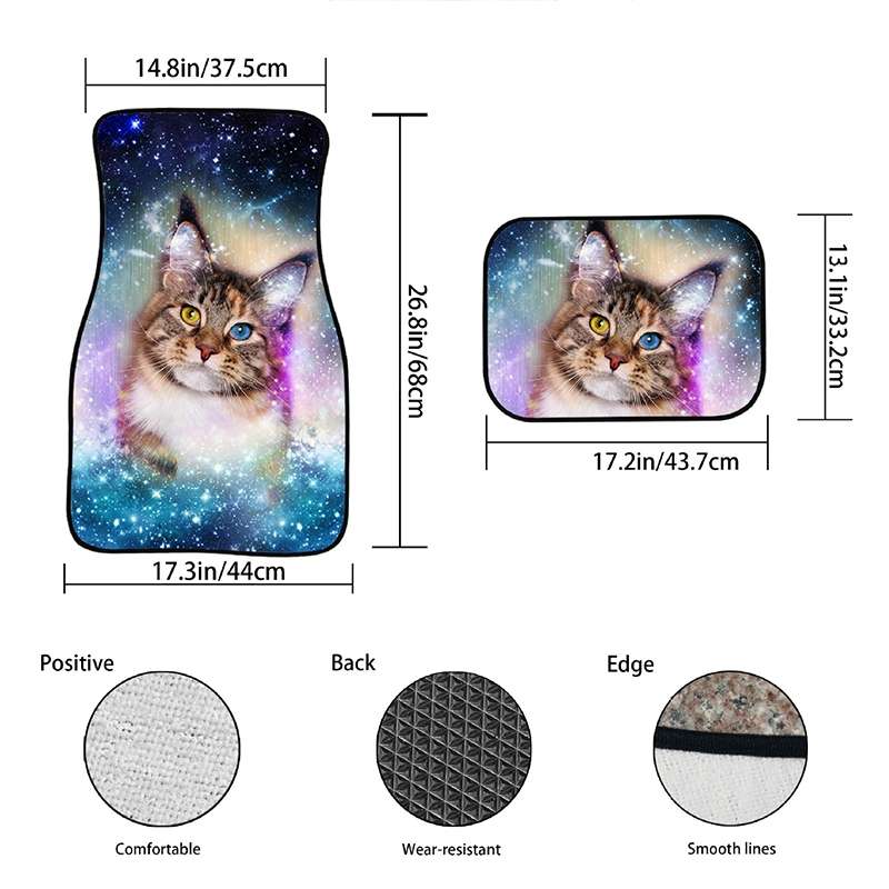 4 in 1 Daisy Pattern Universal Printing Auto Car Floor Mats Set, Style:K3692GP