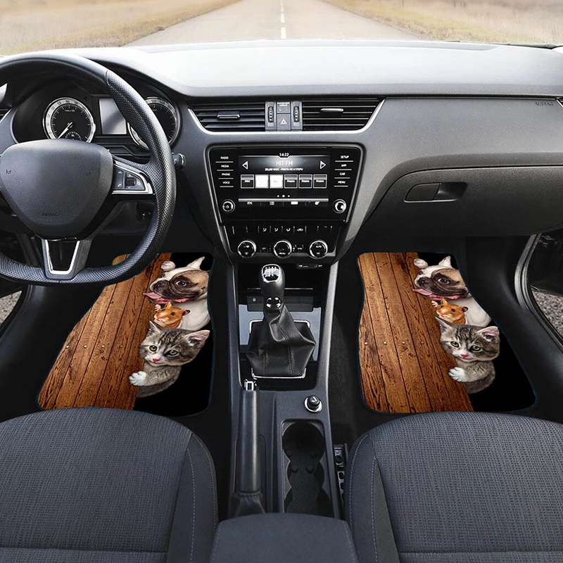 4 in 1 Daisy Pattern Universal Printing Auto Car Floor Mats Set, Style:K3692GP