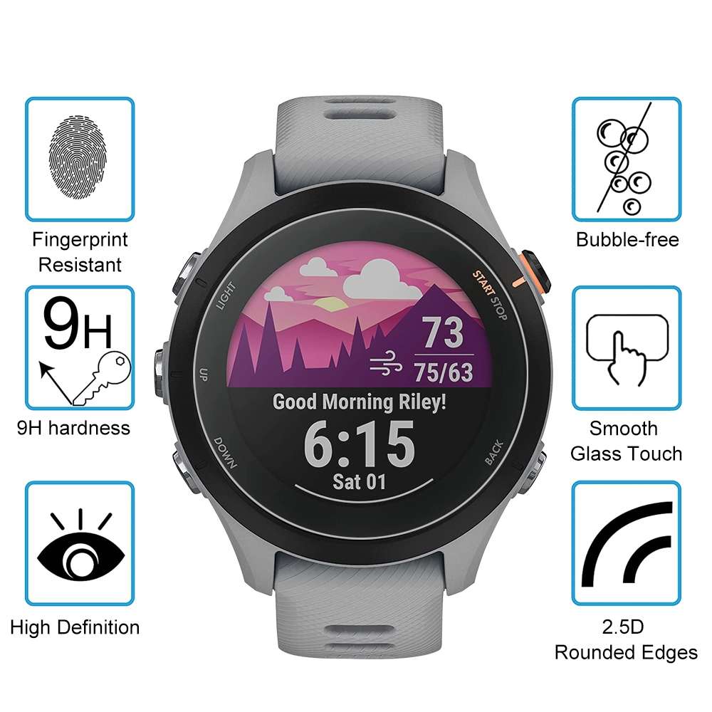 10 PCS For Garmin Forerunner 255 46mm Tempered Glass Screen Watch Film