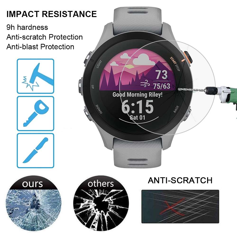 10 PCS For Garmin Forerunner 255 46mm Tempered Glass Screen Watch Film