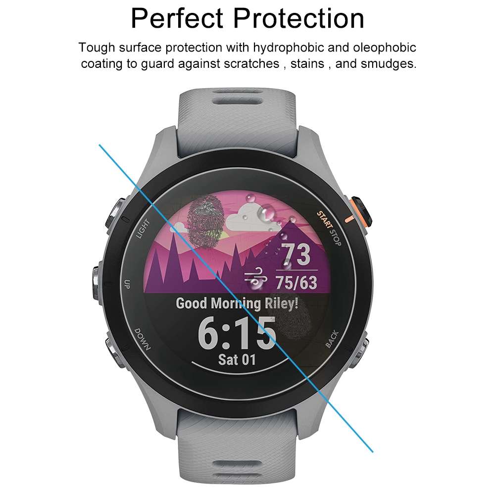 10 PCS For Garmin Forerunner 255 46mm Tempered Glass Screen Watch Film