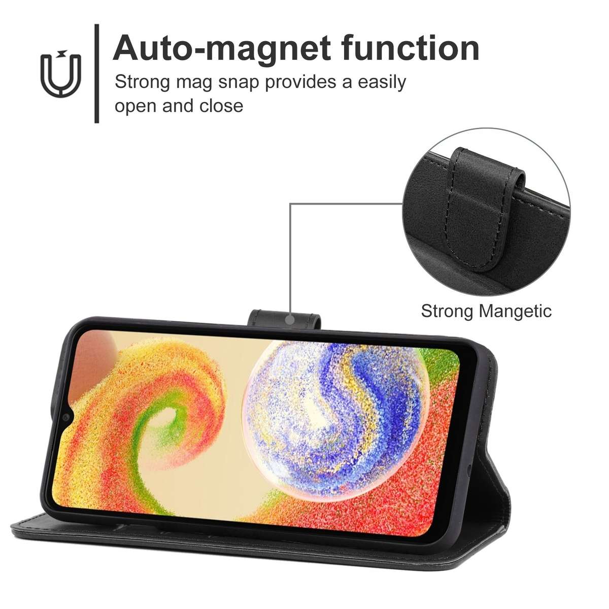 For Samsung Galaxy A04 Leather Phone Case(Blue)