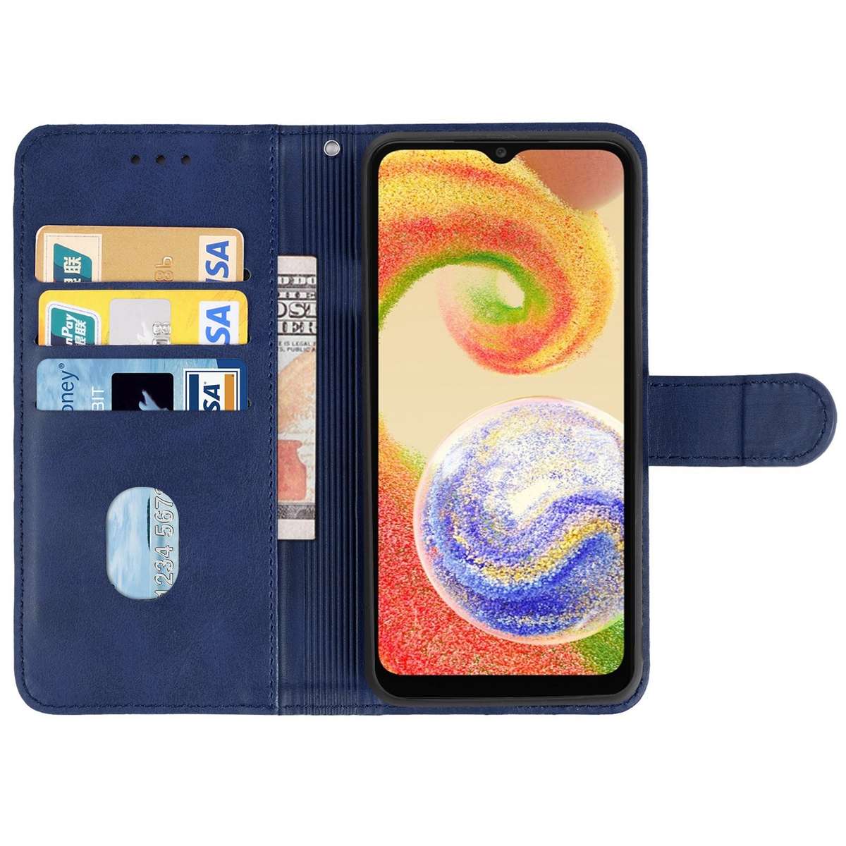 For Samsung Galaxy A04 Leather Phone Case(Blue)