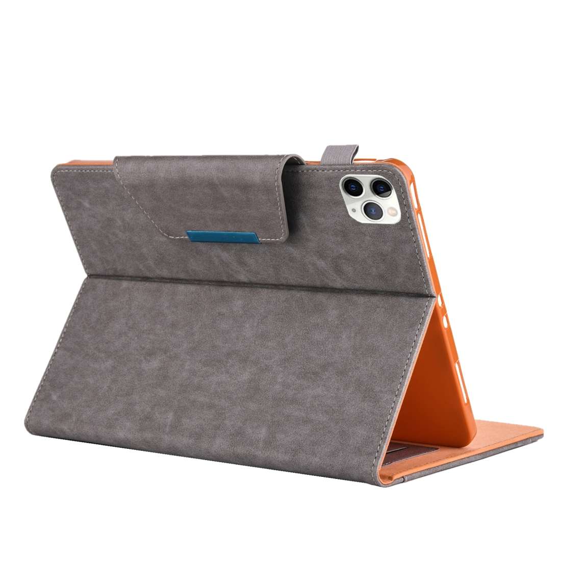 For iPad Pro 11 (2020) & (2018) Big Metal Button Business Tablet PC Protective Leather ... (Gray)