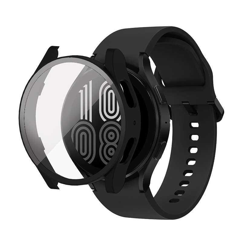 For Samsung Galaxy Watch5 40mm PC + Tempered Glass Integrated Protective Watch Case(Blue)