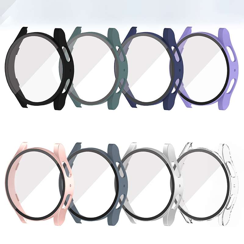 For Samsung Galaxy Watch5 40mm PC + Tempered Glass Integrated Protective Watch Case(Blue)