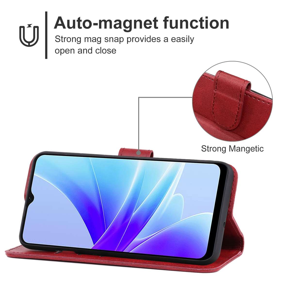 For OPPO A57s Leather Phone Case(Blue)