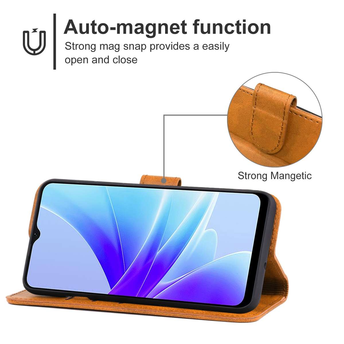 For OPPO A57s Leather Phone Case(Blue)