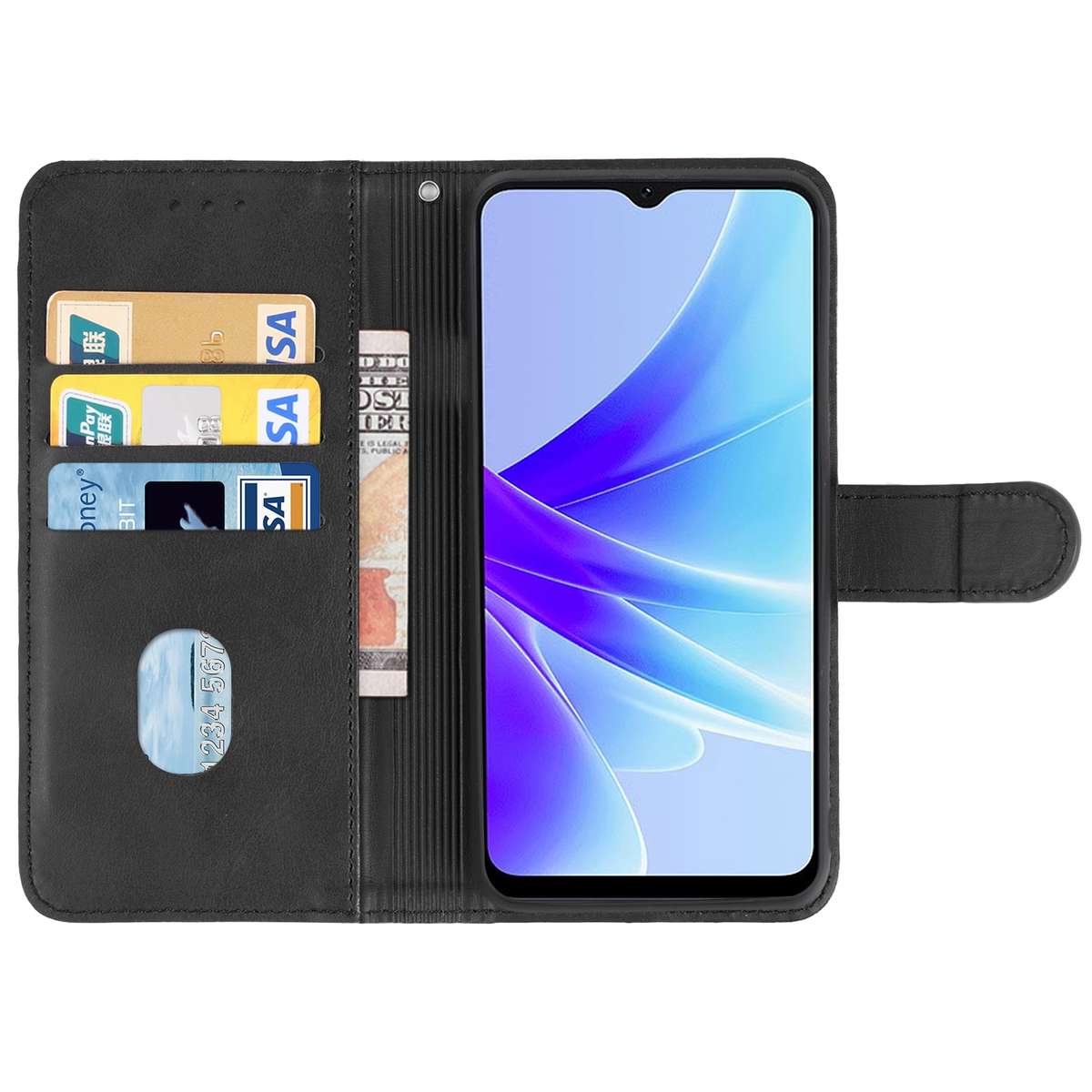 For OPPO A57s Leather Phone Case(Blue)