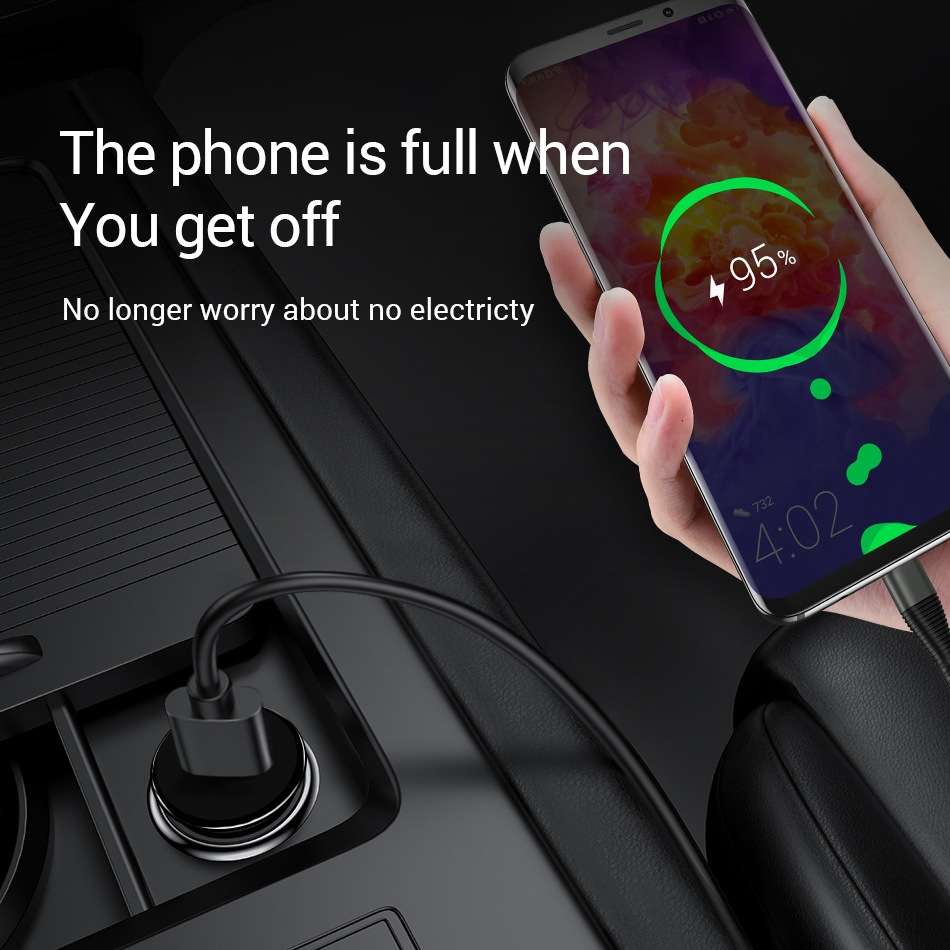 SY-681 Cigarette Lighter Conversion Plug Multi-function USB Car Fast Charger(Black)