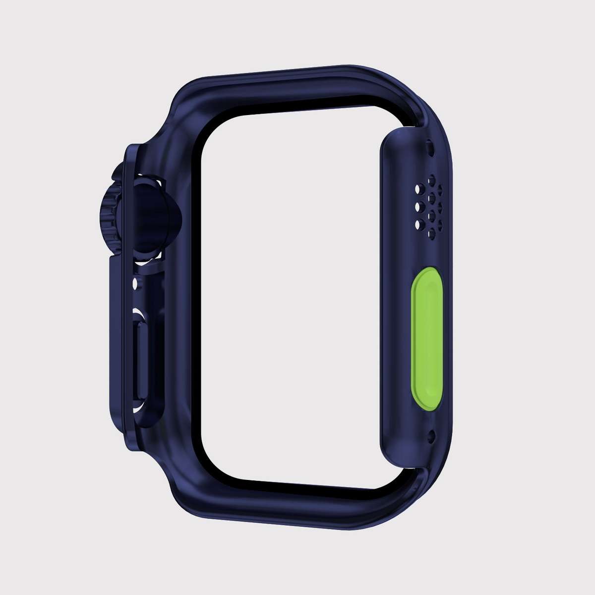 For Apple Watch Series 9 / 8 / 7 45mm Film PC Watch Case with Detachable Button(Dark Blue)