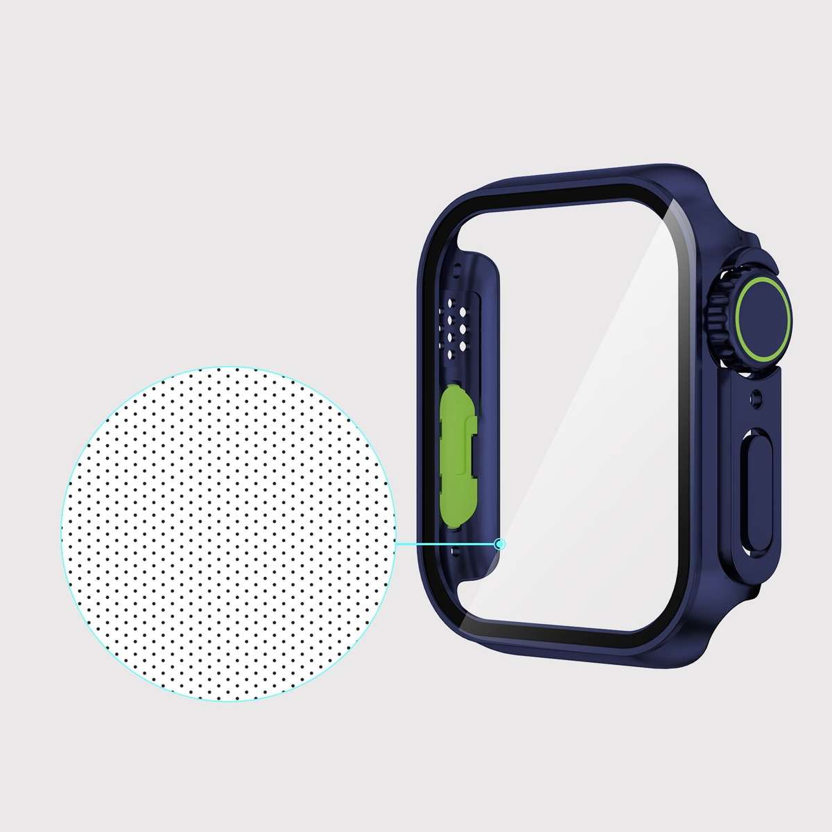 For Apple Watch Series 9 / 8 / 7 45mm Film PC Watch Case with Detachable Button(Dark Blue)