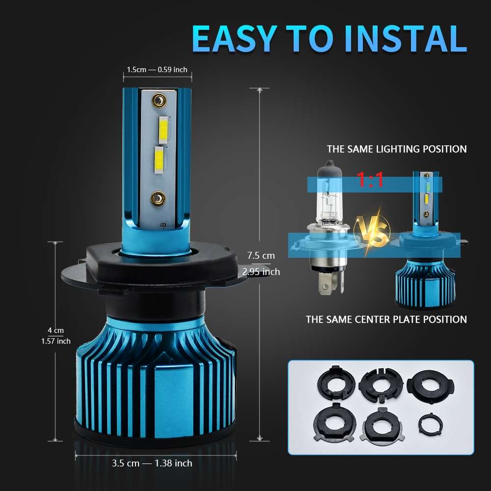 H4 DC10-32V / 6000K / 3000LM / 25W IP67 Waterproof Motorcycle LED Headlight