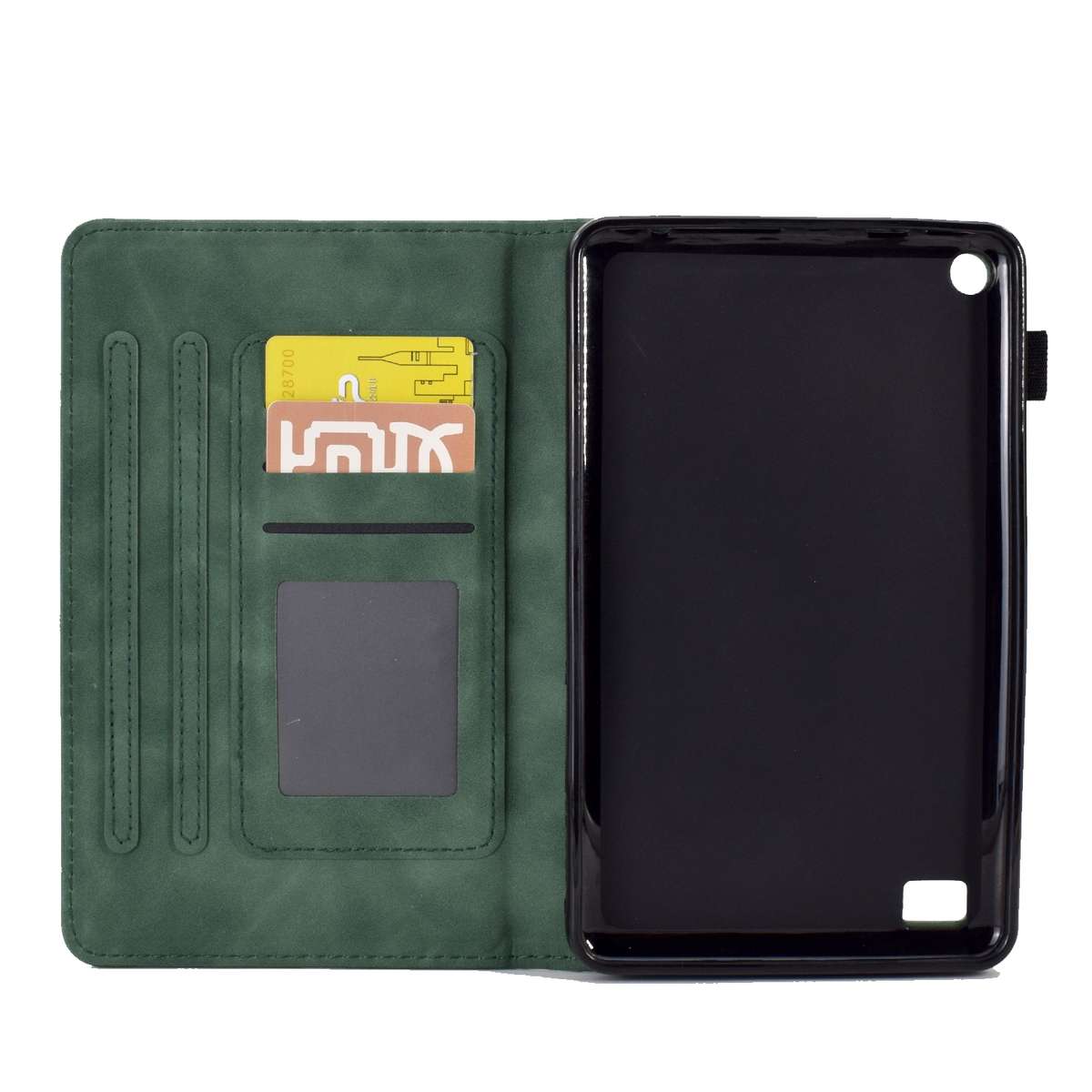 For Amazon Kindle Fire 7 2019/2017/2015 Embossed Smile Flip Tablet Leather Case(Green)