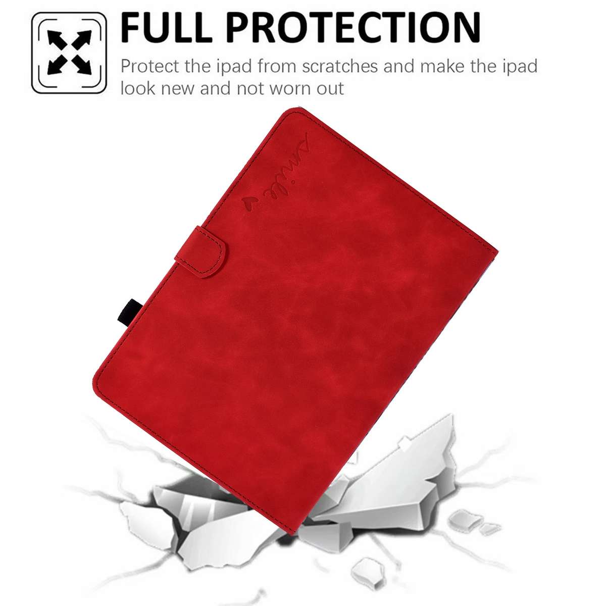 For Amazon Kindle Fire 7 2019/2017/2015 Embossed Smile Flip Tablet Leather Case(Red)