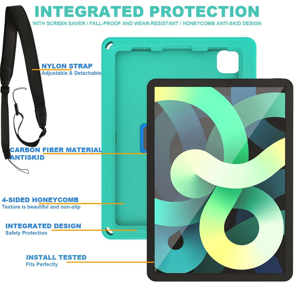 EVA + PC Tablet Case with Shoulder Strap For iPad Pro 11 inch 2020 / 2018 / Ai ... (Glacier Green)