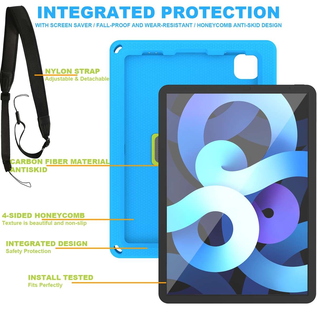 EVA + PC Tablet Case with Shoulder Strap For iPad Pro 11 inch 2020 / 2018 / Air 5 / Air 4(Blue)