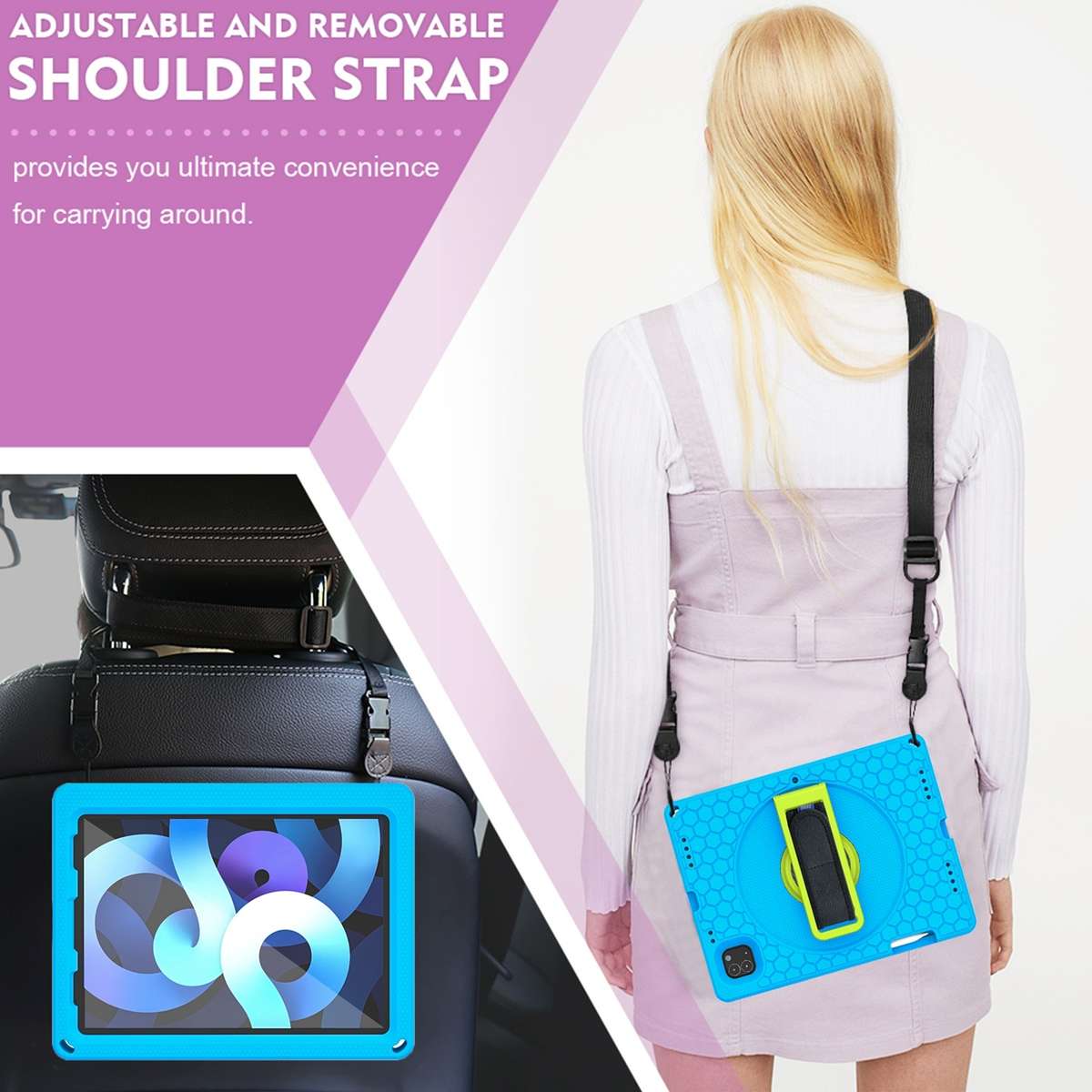EVA + PC Tablet Case with Shoulder Strap For iPad Pro 11 inch 2020 / 2018 / Air 5 / Air 4(Blue)