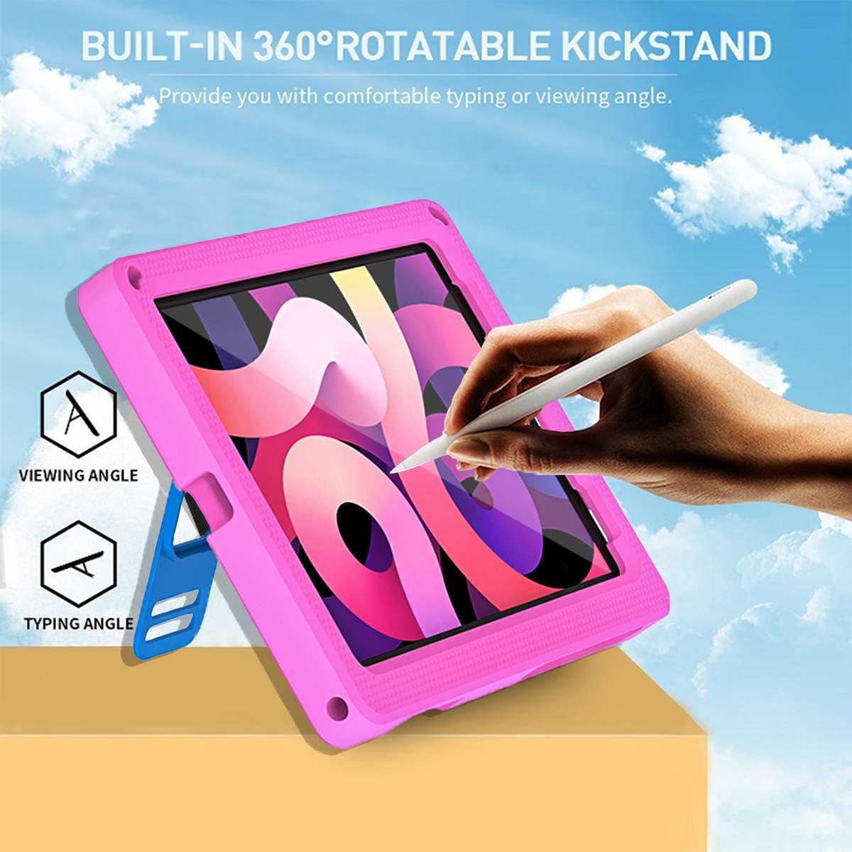 EVA + PC Tablet Case with Shoulder Strap For iPad Pro 11 inch 2020 / 2018 / Air 5 ... (Rose Red)