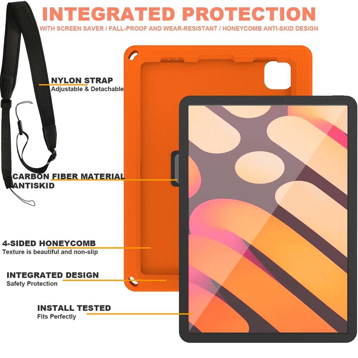 EVA + PC Tablet Case with Shoulder Strap For iPad Pro 11 inch 2020 / 2018 / Air 5 / Air 4(Orange)