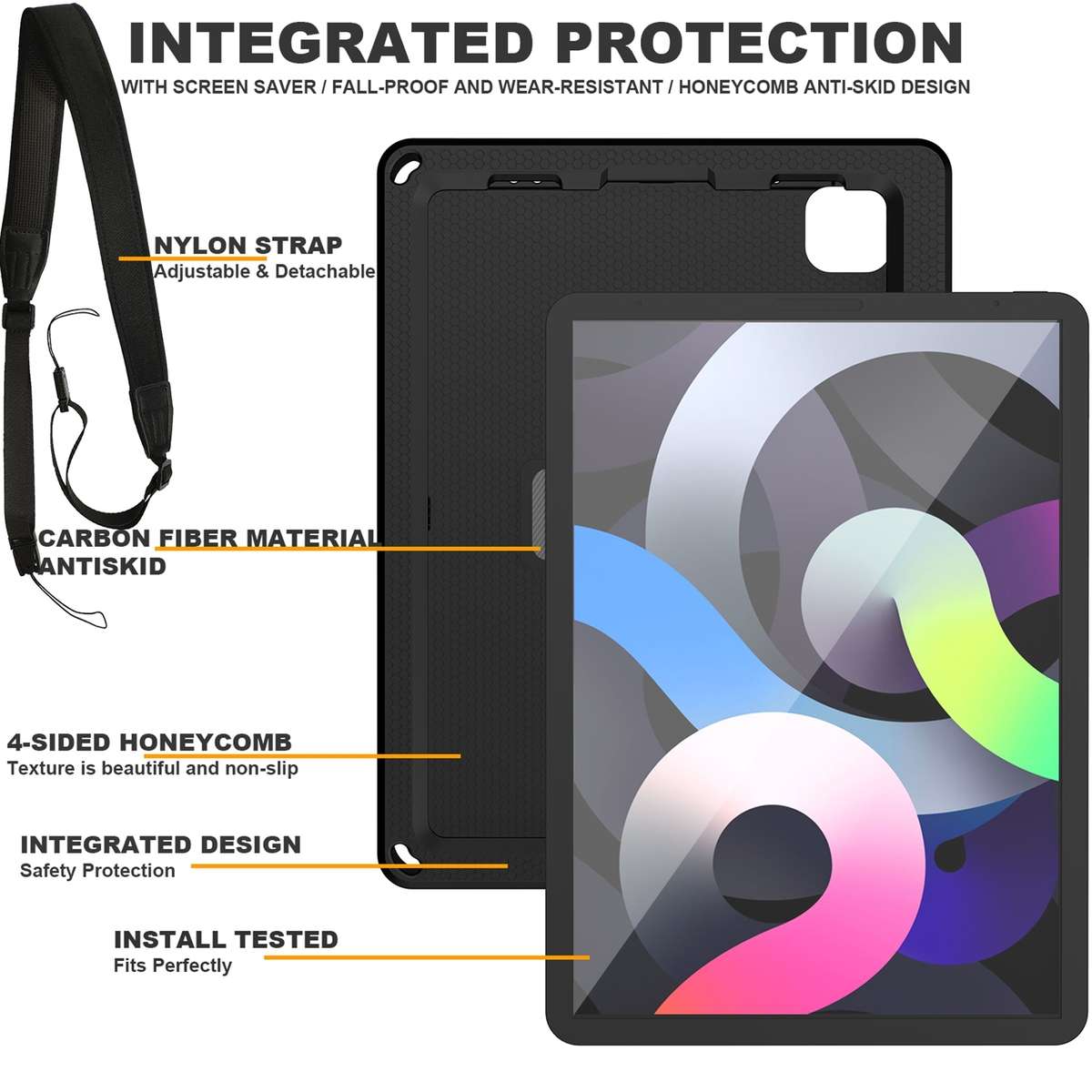 EVA + PC Tablet Case with Shoulder Strap For iPad Pro 11 inch 2020 / 2018 / Air 5 / Air 4(Black)