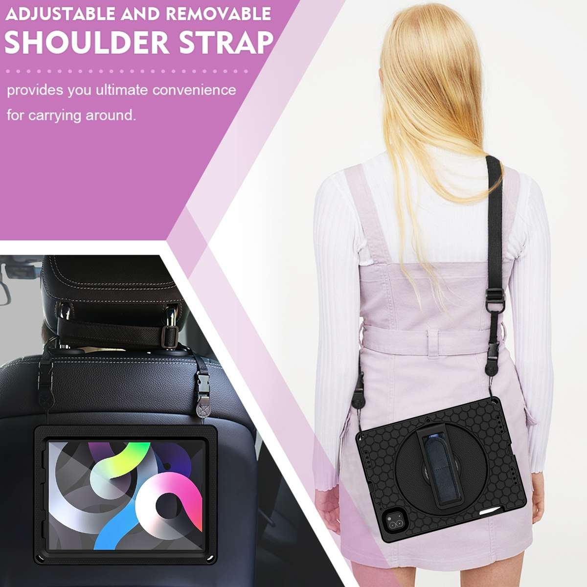 EVA + PC Tablet Case with Shoulder Strap For iPad Pro 11 inch 2020 / 2018 / Air 5 / Air 4(Black)