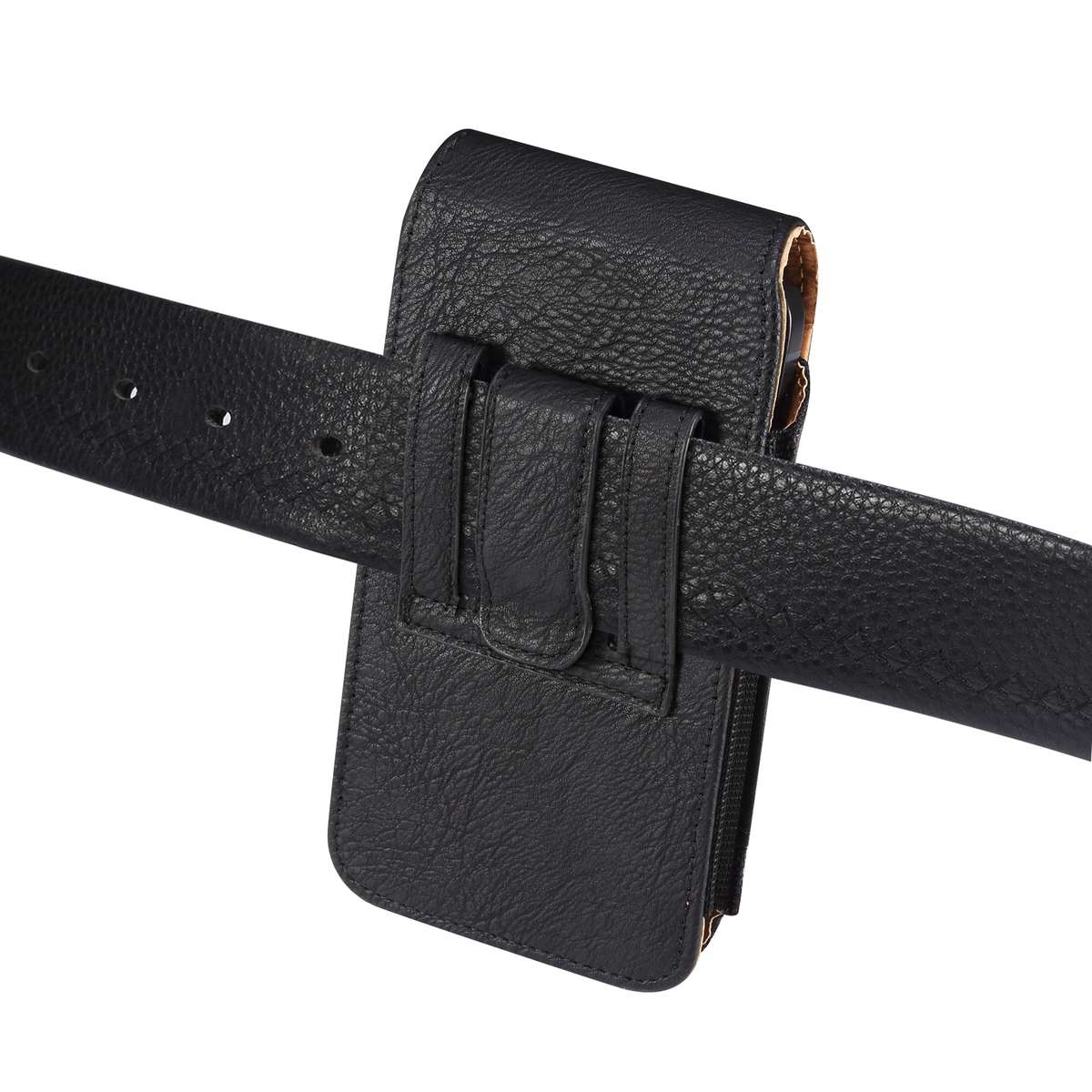For 6.5 inch Mobile Phone Cowhide Texture Oxford Cloth Waist Bag(Black)