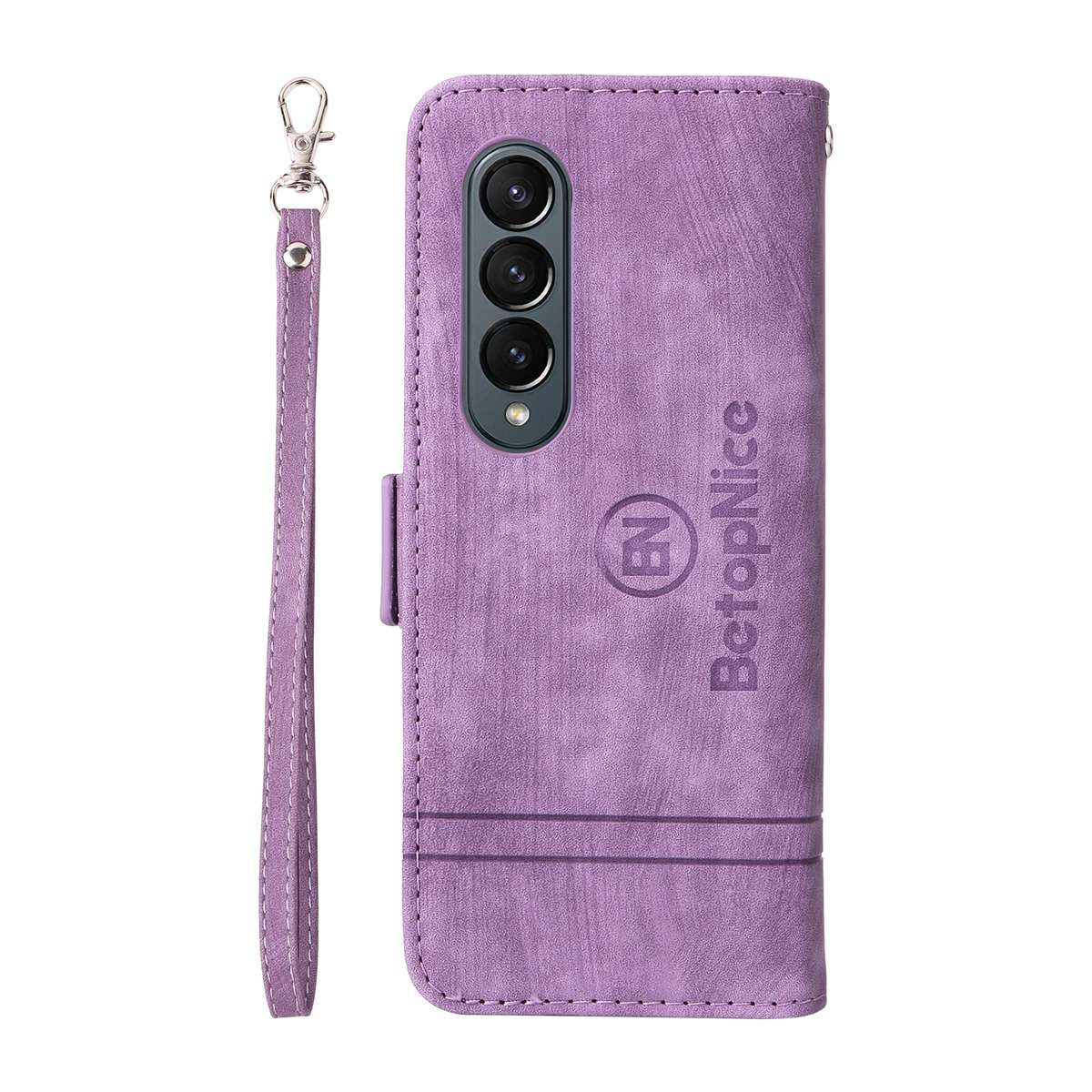 For Samsung Galaxy Z Fold4 BETOPNICE Dual-side Buckle Leather Phone Case(Purple)