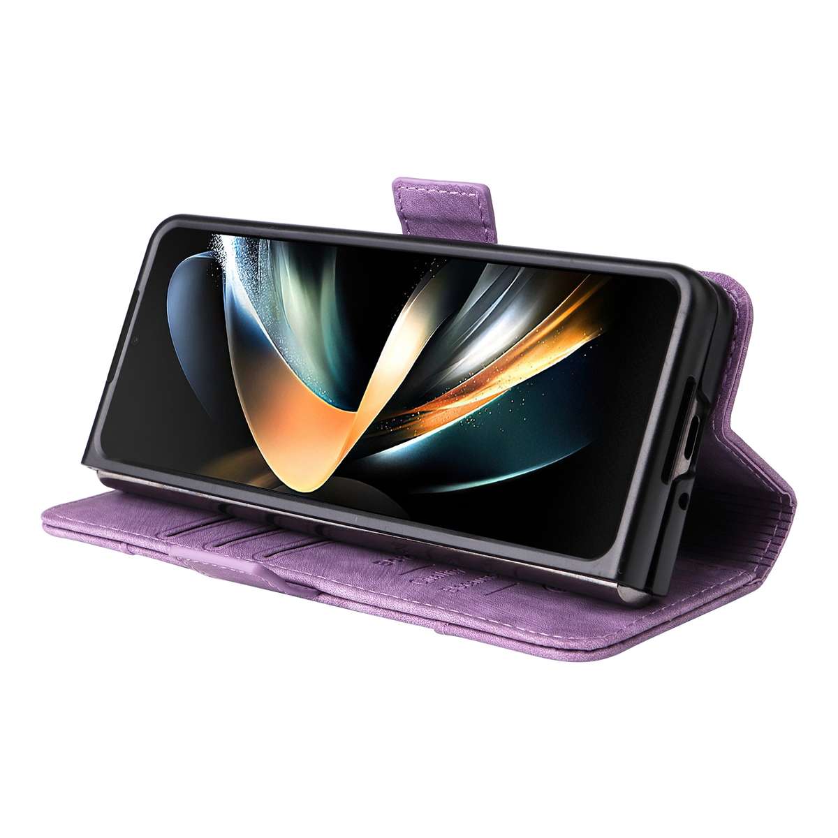For Samsung Galaxy Z Fold4 BETOPNICE Dual-side Buckle Leather Phone Case(Purple)