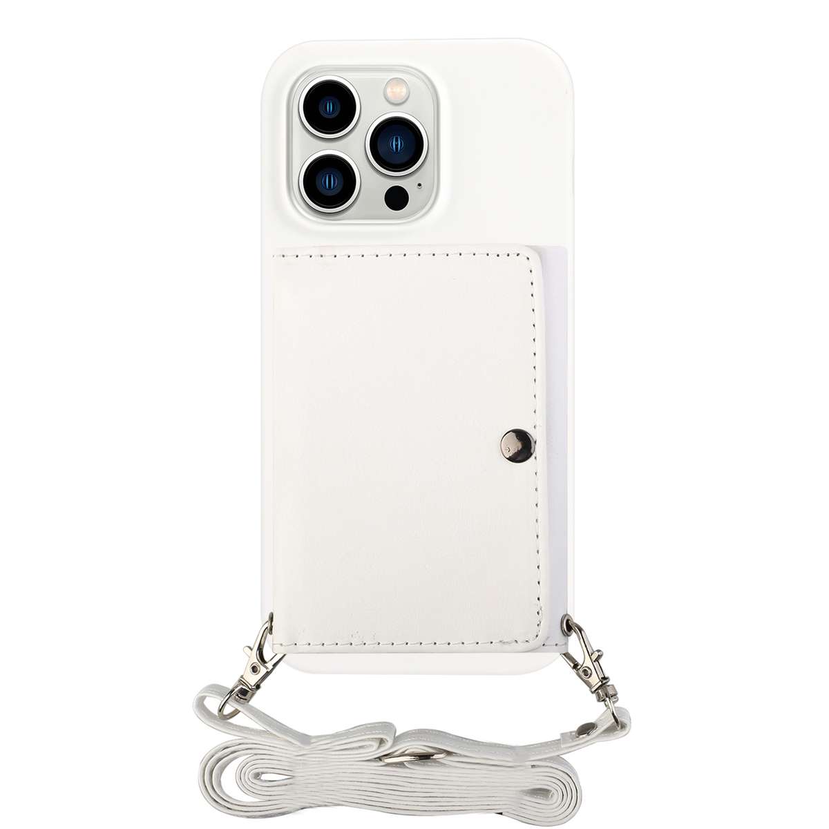 For iPhone 14 Pro Crossbody Lanyard Wallet Card Bag Phone Case(Grey)
