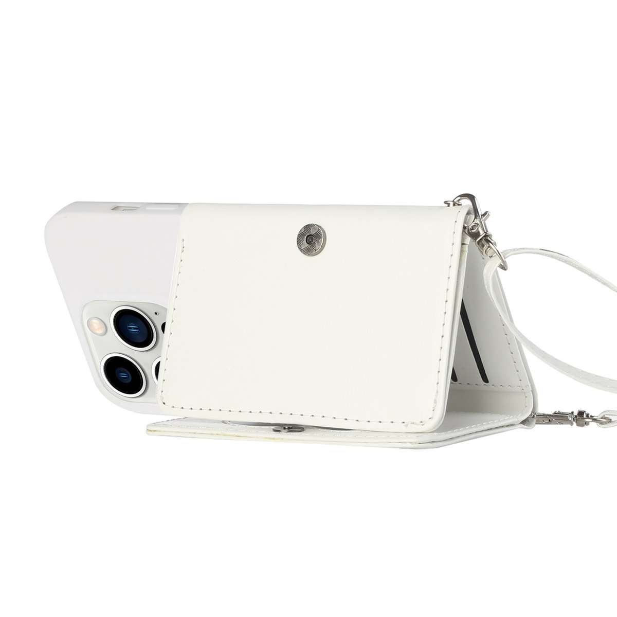 For iPhone 14 Pro Crossbody Lanyard Wallet Card Bag Phone Case(Grey)