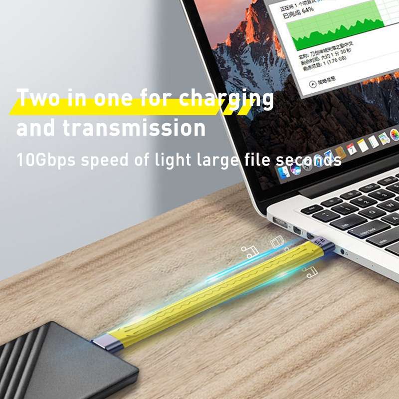 100W 10Gbps USB-C/Type-C to USB-C/Type-C FPC Flexible Data Cable, Length: 13.8cm(Yellow)