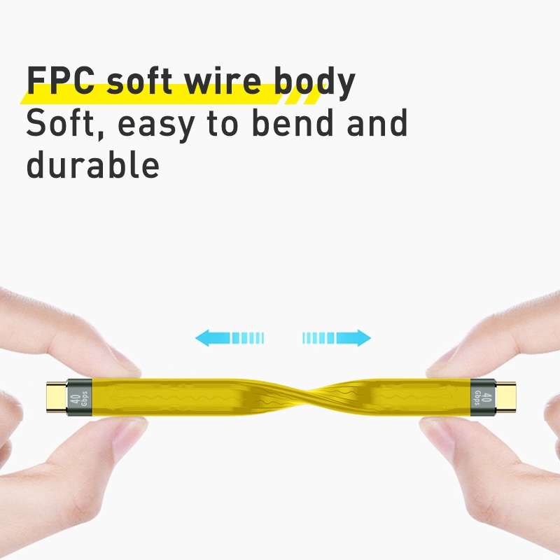 100W 40Gbps USB-C/Type-C Female to USB-C/Type-C Male FPC Flexible Data Cable, Length: ... (Yellow)