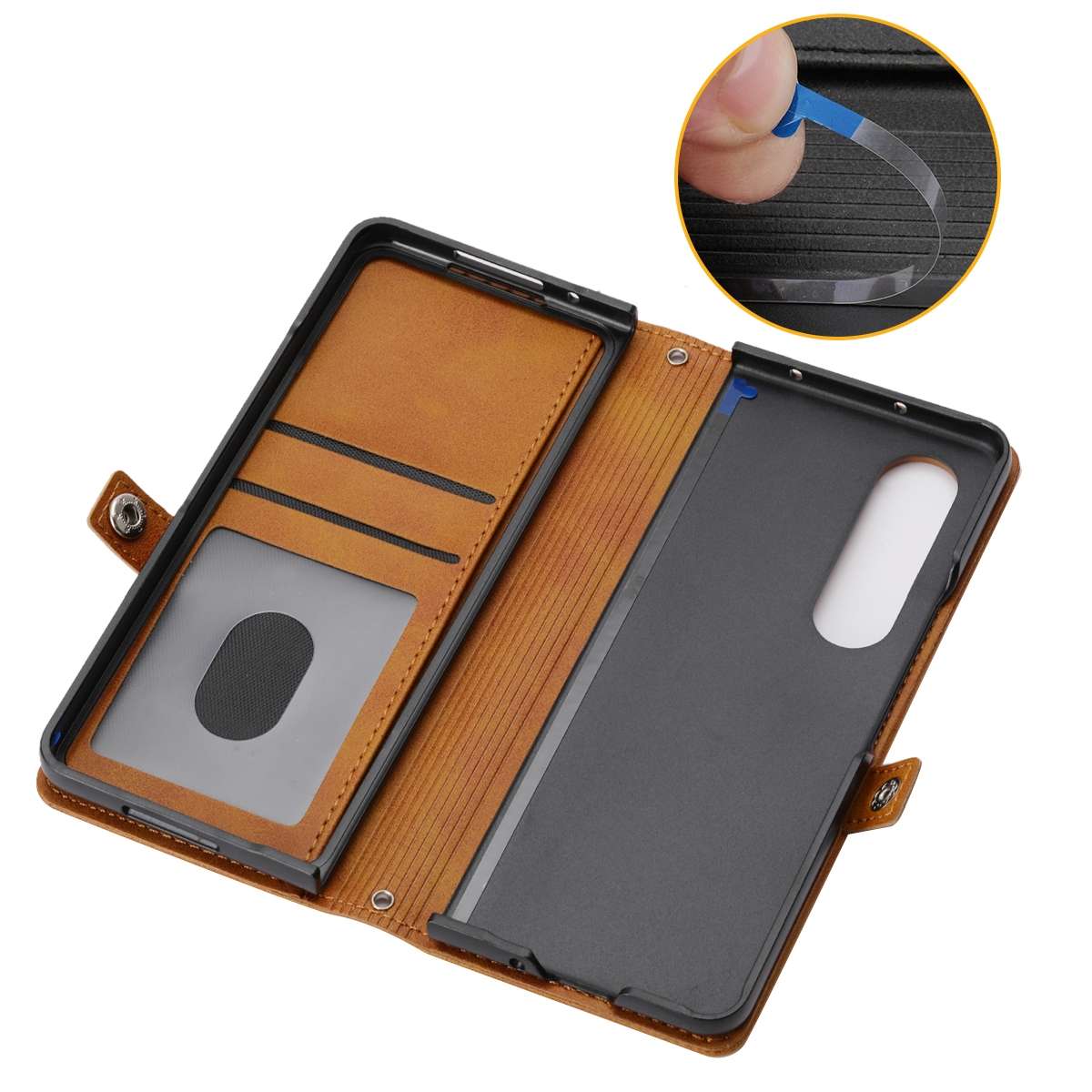 For Samsung Galaxy Z Fold4 Cubic Grid Calf Texture Leather Phone Case with Neck Lanyard(Yellow)