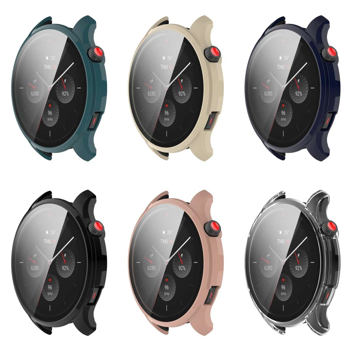For Amazfit GTR 4 / Amazfit GTR 4 Pro PC + Tempered Glass Integrated Protective Watch Case(Pink)