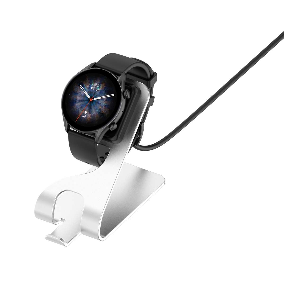 For Amazfit GTR4 / GTR4 Pro Rotatable Smart Watch Metal Charger Stand(Silver)