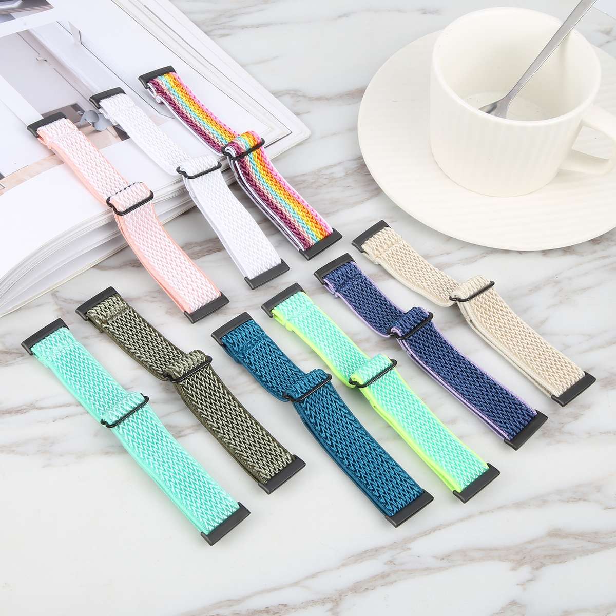 For Fitbit Versa 4 / Sense 2 Universal Wave Nylon Watch Band(Pink)