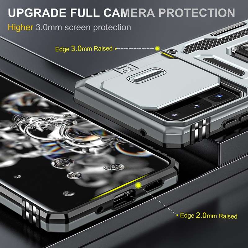 For Samsung Galaxy S20 Ultra Armor PC + TPU Camera Shield Phone Case(Black)