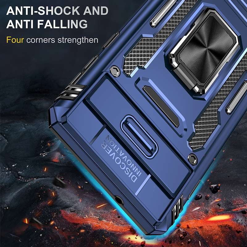 For Samsung Galaxy S10 Armor PC + TPU Camera Shield Phone Case(Light Blue)