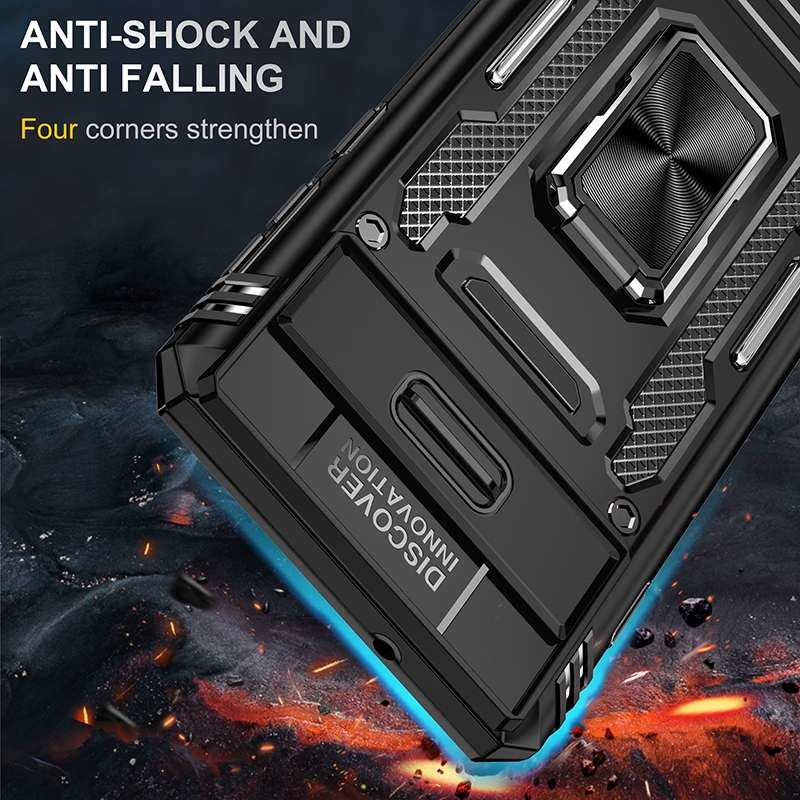 For Samsung Galaxy S10 Armor PC + TPU Camera Shield Phone Case(Black)