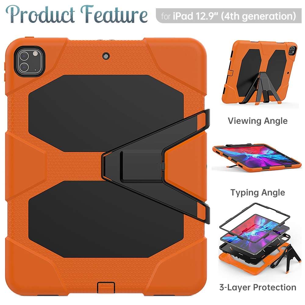 For iPad Pro 12.9 inch (2020) Shockproof Colorful Silicon + PC Protective Tablet Case ... (Orange)