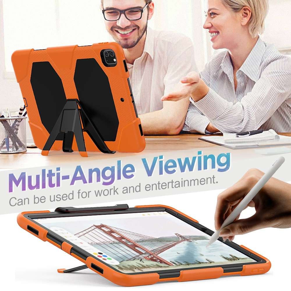 For iPad Pro 12.9 inch (2020) Shockproof Colorful Silicon + PC Protective Tablet Case ... (Orange)