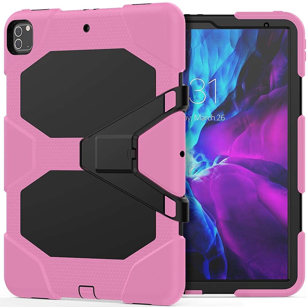 For iPad Pro 12.9 inch (2020) Shockproof Colorful Silicon + PC Protective Tablet Case w ... (Pink)