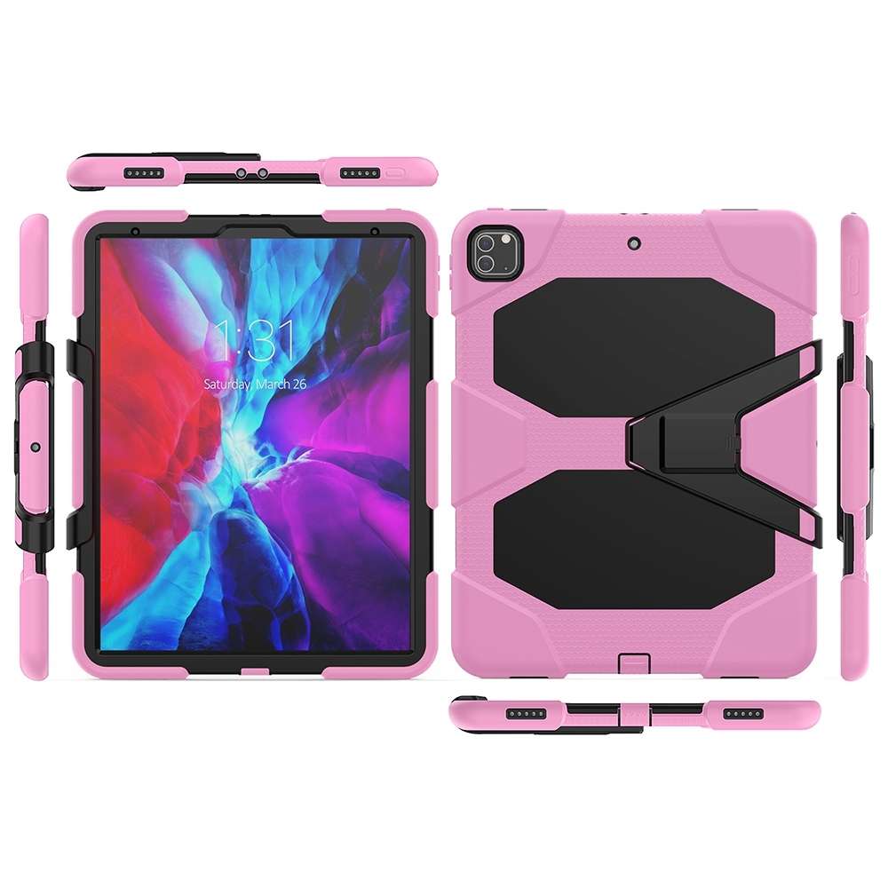 For iPad Pro 12.9 inch (2020) Shockproof Colorful Silicon + PC Protective Tablet Case w ... (Pink)