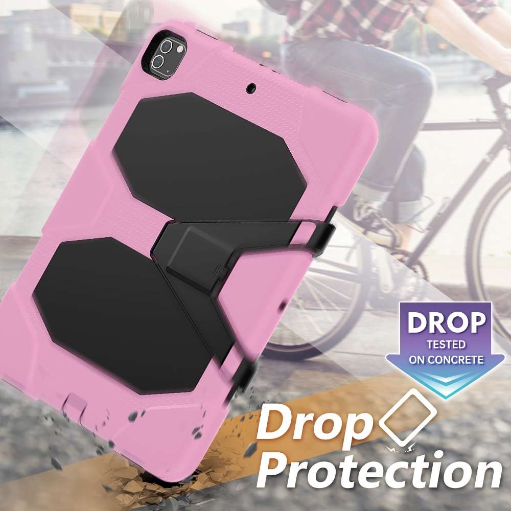 For iPad Pro 12.9 inch (2020) Shockproof Colorful Silicon + PC Protective Tablet Case w ... (Pink)